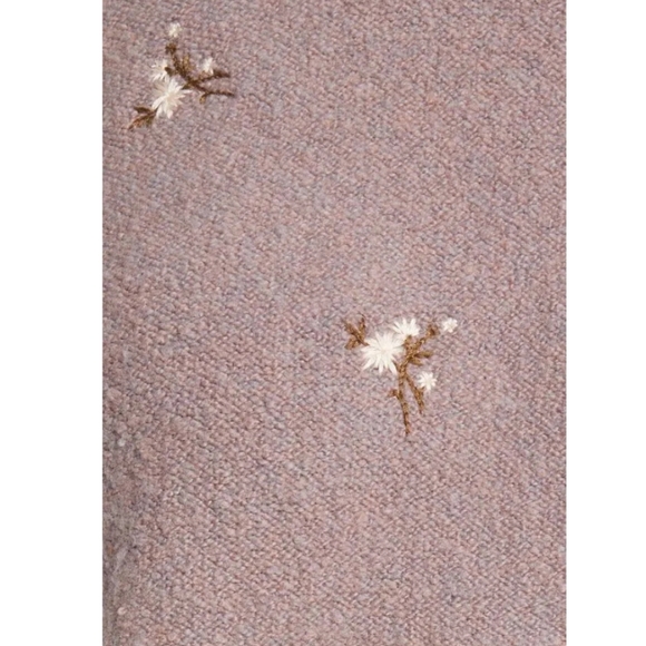 Embroidered Cross-Stitch Floral Sweater - Heather Lavender Size Small Retail$110 - Picture 4 of 13